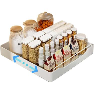 Imagem de Gaveta telescópica para cozinha, gaveta deslizante com alça, gavetas, organizador de armário de cozinha, branco, 40cm