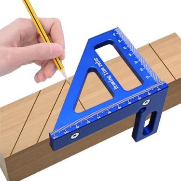 Imagem de Transferidor Quadrado para Carpintaria, Ferramenta Versátil para Carpinteiro Engenheiro, Medição de ângulo de 45 90 Graus, para Materiais Redondos, Peças de Trabalho (Azul)