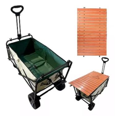 Imagem de Carrinho Utilitário Dobrável Carga 150kg Mesa Removível (Verde)