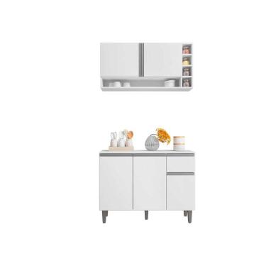 Imagem de Kit Armario de Cozinha e Balcão Vanessa  de 1,00cm C/ Tampo Branco - Montanaris Decor