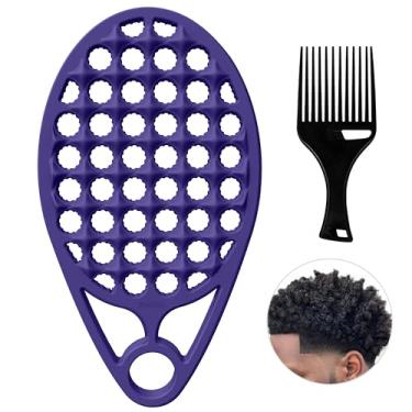Imagem de KOUPA Escova de cabelo cacheado de silicone com pente de palheta, pente torcido para cachos afro, ferramenta de cabelo lavável para homens e mulheres, roxo, 1 peça