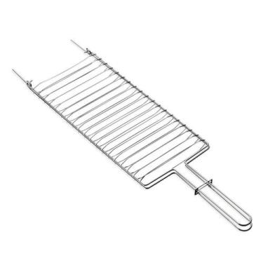 Imagem de Grelha Inox Churrasco 31x18cm Carne Frango Peixe Tramontina