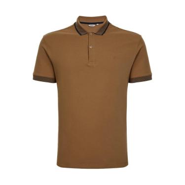 Imagem de Camisa Polo Masculina Dudalina MC Mini Strips Marrom - 77430-Masculino