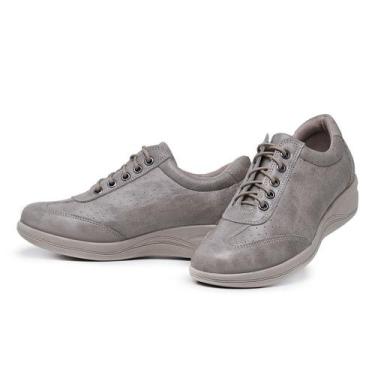 Imagem de Tênis Feminino Ortopédico Conforto Com Cadarço Pizaflex, Cinza, 36, Fe