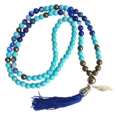 Imagem de Japamala Em Pedras Howlita Turquesa, Ágata, Hematita, Pirita - Encanto