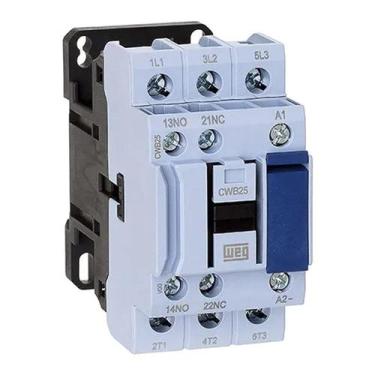Imagem de Contator Tripolar 25A 220v 1NA+1NF Weg, Azul e Preto