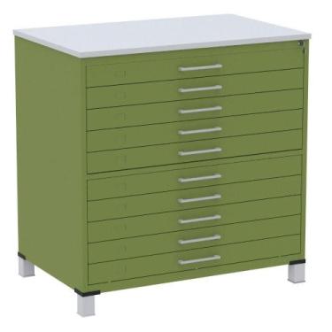 Imagem de Mapoteca 10 Gavetas Pandin 120 cm (Larg) Inmetro Tampo MDP Cinza Estru