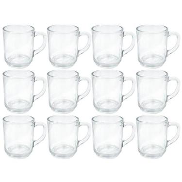 Imagem de 12 Canecas 250ml De Vidro Lisa Praticasa Transparente