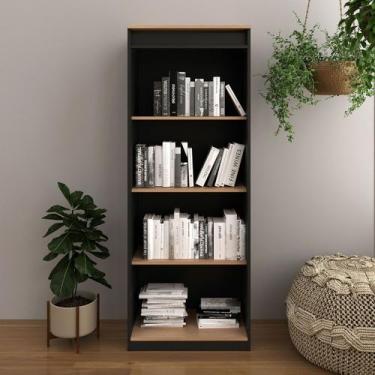 Imagem de Estante para Livros 3 Prateleiras Me4150 Amêndoa/Preto - Tecno Mobili,