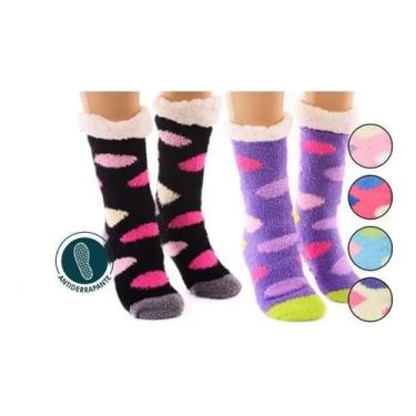 Imagem de Meia De Lã Pantufa Forrada Unissex  Antiderrapante Para Aquecer Os Pés