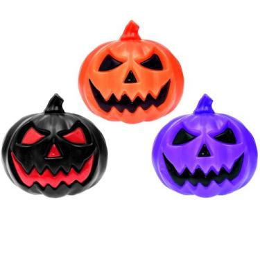 Imagem de 3 Abóboras Coloridas Decorativas Festa dia Bruxas Halloween - Toy Mast