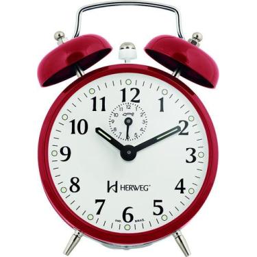 Imagem de Despertador Cordas Antigo Alarme Forte Metal 2208 - Herweg, Vermelho