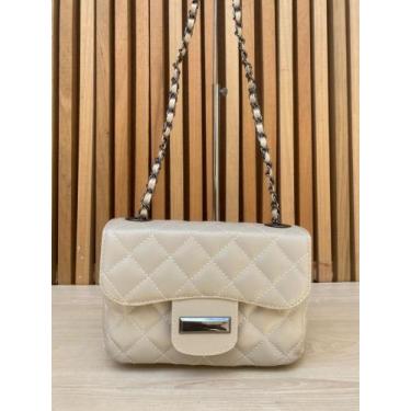 Imagem de Bolsa Feminina Ombro Transversal Alça Corrente - MANU SHOES, Marfim, 1