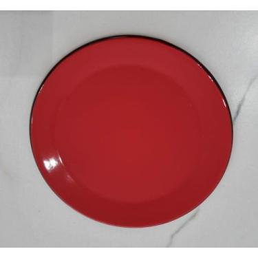 Imagem de 01 Prato Esmaltado Sobremesa  Original Ágata 20cm Cor Vermelho  Postag