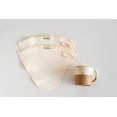 Imagem de Kit 2 Coador Café Sustentável Reutilizável Algodão Orgânico Para Supor