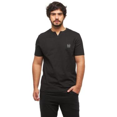 Imagem de Camiseta Basica Masculina Gola Portuguesa C3 WOOKS, Preto, P