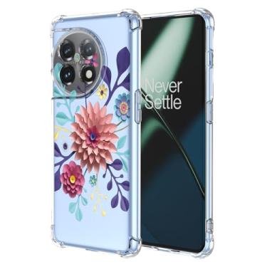 Imagem de JDYGWK Capa para Oneplus 11 1+ 11 com estampa de flores transparentes, TPU macio fino, leve, à prova de choque, capa protetora para celular para Oneplus 11, flor eterna