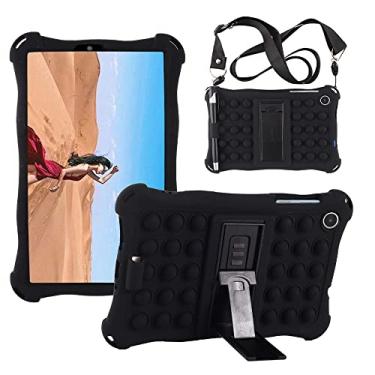 Imagem de Misenya Capa para tablet Lenovo M8 4th TB-300FU de 20.3 cm com cordão/caneta Stylus/suporte de caneta macia multi-ângulo para Lenovo M8 4th TB-300FU (preto)