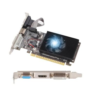 Imagem de Placa Gráfica GT610, Placa Gráfica DDR3 de 1 GB, Placa Gráfica de Jogo de 64 Bits Suporte para Placa Gráfica DVI VGA HDMI, Placa de Vídeo PCI Express X16 Desktop Com Ventoinha de