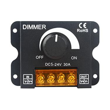 Imagem de RGBZONE Dimmer de luz LED de cor única, controlador de escurecimento de LED CC 5V/12V/24V 30A PWM, botão de ajuste de brilho ON/OFF para tiras de luz de canal único
