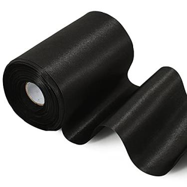 Imagem de TONIFUL Fita de cetim sólida preta de 10 cm de largura, tecido com 21 m de largura, fita grande para cortar cerimônia, cadeira, faixas, mesa, cabelo, carro, laços, artesanato, presente, casamento, festa de Halloween, decoração