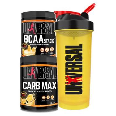 Imagem de Kit BCAA Stack 250g + Carb Max 600g + Coqueteleira 600ml - Universal, 