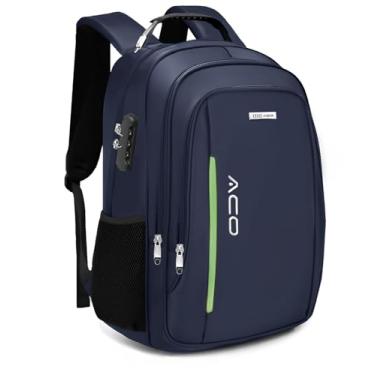 Imagem de Mochila Bolsa Masculina Feminina Notebook Anti Furto Reforçada Semi Impermeável Escolar Faculdade Trabalho Viagem Resistente Executiva Cabo De Aço Saída Usb SAÍDA Fone DE OUVIDO (Preto) (Azul)