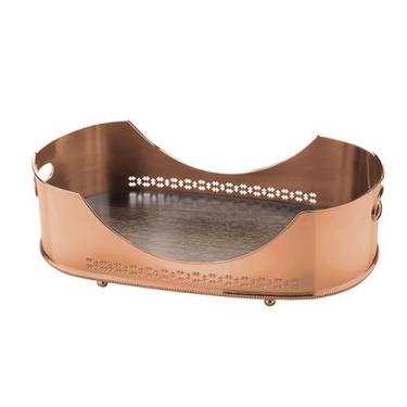 Imagem de Bandeja com Galeria Alta Cross Cobre com fundo de madeira - St James