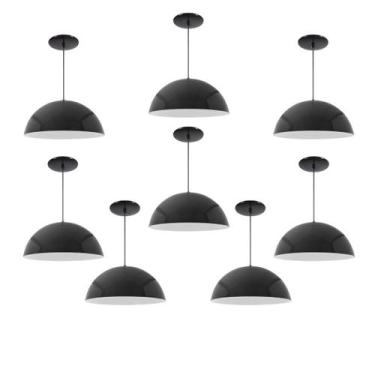 Imagem de Kit 8 Luminária Pendente Meia Lua 50cm Interior Branco Brilho Com Fiaç