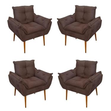 Imagem de Kit 04 Cadeiras Poltronas De Luxo Opala Sala, Quarto Cor:marrom