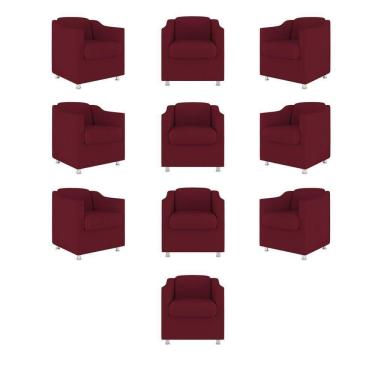 Imagem de Kit 10 Cadeira Poltronas Decorativas Recepção Clinica Suede Cor:marsala