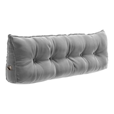 Imagem de Almofada Para Cabeceira Encosto Apoio Lombar Spot 140cm com Porta Celular Veludo - Desk...