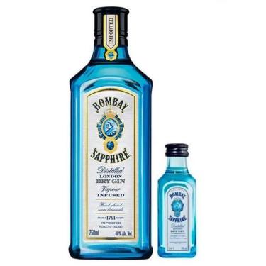 Imagem de Kit Bombay Sapphire 750ml + Miniatura Bombay Sapphire 50ml