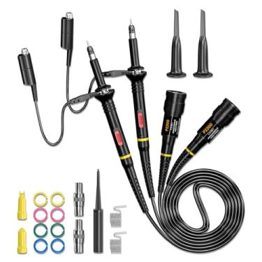 Imagem de Sondas de grampo para osciloscópio Goupchn Sonda de extremidade BNC de 200 MHz totalmente isolada com kit de acessórios 1X 10X