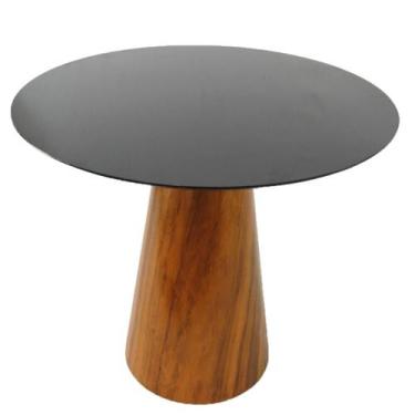 Imagem de Mesa de Jantar Cone 80 cm Base Madeira Imbuia - Outros, Laca Preta