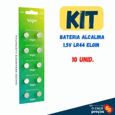 Imagem de Kit de Bateria Alcalina 1,5V LR44 ELGIN, 10 unidades