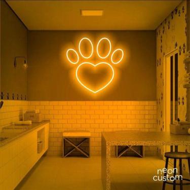 Imagem de luminaria letreiro Neon Led Amo Pets 60x60 luminoso decoração p/ selfi