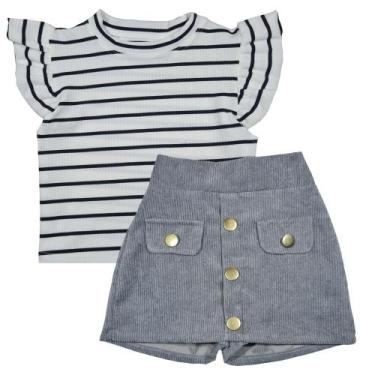 Imagem de Conjunto Short Saia Cropped Infantil Menina Primavera Verão - 2L Kids,
