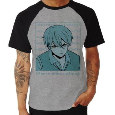 Imagem de Camiseta Raglan Fall Down Seven Times, Stand Up Eight - Foca na Moda, 
