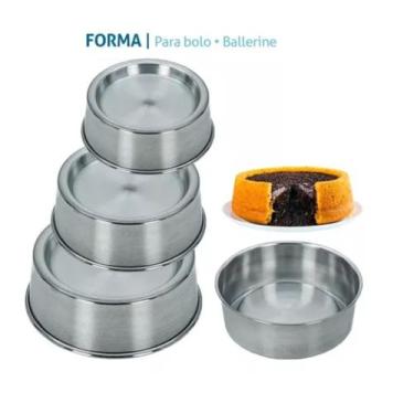 Imagem de Jogo Com 3 Assadeira Redonda Forma Ballerine Para Bolo Vulcão Piscina 