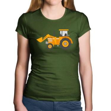 Imagem de Baby Look Algodão Trator Pá Carregadeira Amarelo - Foca na Moda, Musgo