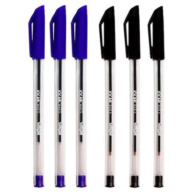 Imagem de Caneta Escolar Esferográfica Simple 1.0mm Jocar Office, KIT 6 CORES