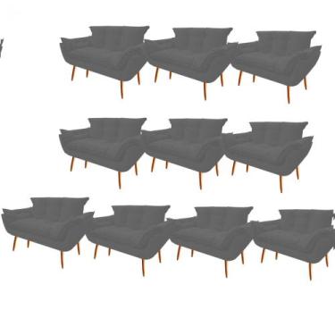 Imagem de Kit 10 Namoradeira  Decorativa  Opala Pés Palito em Madeira 2 Lugares 