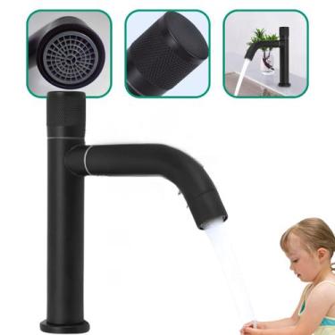 Imagem de Torneira Gourmet Metal Bancada Pia Abertura 1/4 Preta Moderna Banheiro