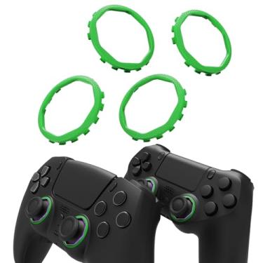 Imagem de eXtremeRate Redesigned Octagonal Gated Sticks Accent Rings Luna Shell for PS5 Controller, Replacement Accessory Ghost Shell for PS4 Controller - Not for Standard Faceplate - Green