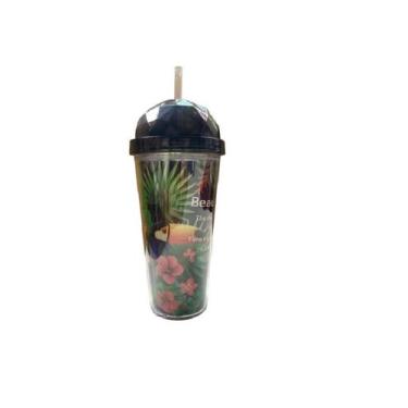 Imagem de Copo Tucano Acrílico 370 ml com Canudo - Genérica