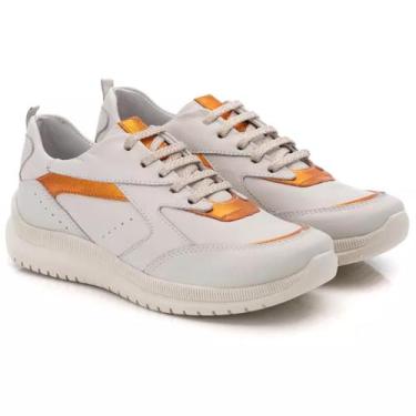 Imagem de Tênis Feminino Couro Branco varias cores F210 - Ranster, Laranja, 36