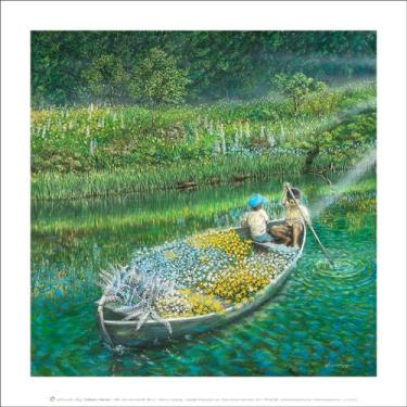 Imagem de Pôster Colheita de flores - crianças entre flores, encantos da Naturez