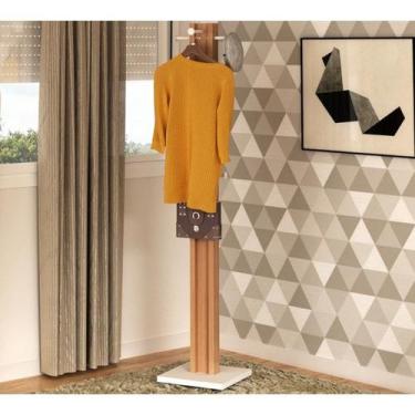 Imagem de Cabideiro Mancebo de Chão Multiuso AZ1018 Amendoa Branco Tecno Mobili,