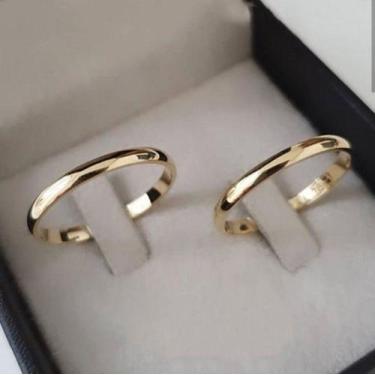 Imagem de Par Aliança Casamento Abaulada 2MM Banhada a Ouro - Dolce Vita Aliança